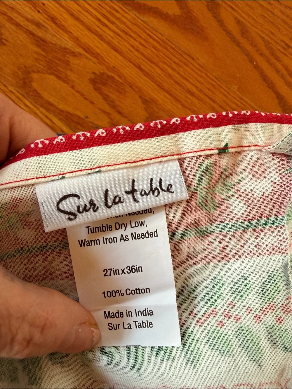 Sur La Table Green & Red Floral Stripe Holiday Apron, NWT
